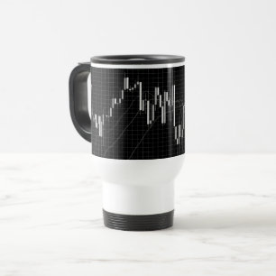 Caneca Térmica Gráfico de mercado de ações de castiçal preto e br