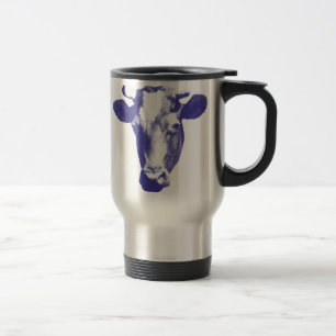 Caneca Térmica Gráfico de Vaca em Arte Pop Roxa