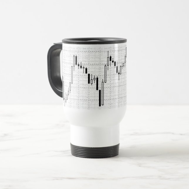 Caneca Térmica Gráfico Financeiro do Mercado de Ações Candlestick (Frente Esquerda)