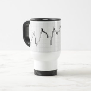 Caneca Térmica Gráfico Financeiro do Mercado de Ações Preto e Bra