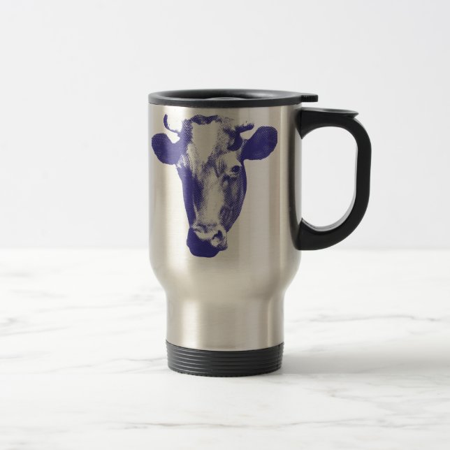 Caneca Térmica Gráfico roxo da vaca do pop art (Direita)