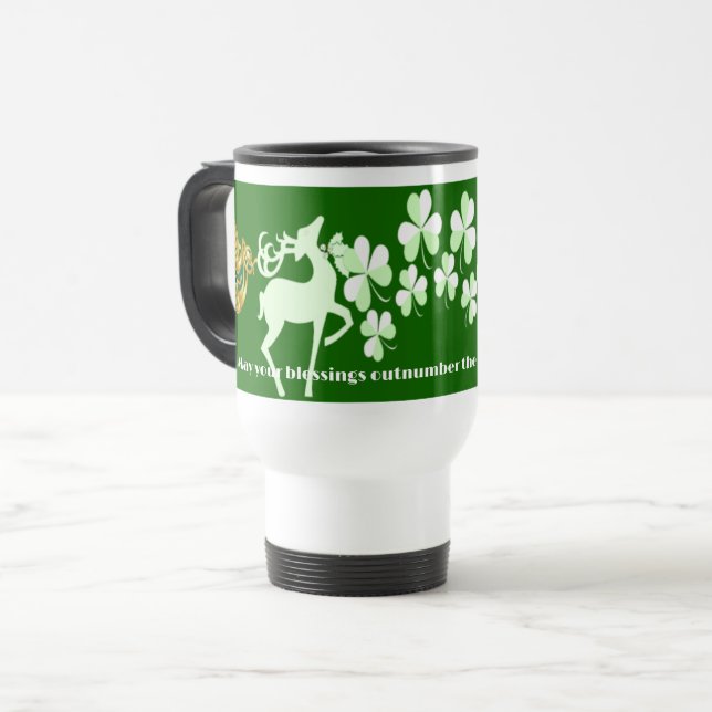 Caneca Térmica Green Irish Shamrock abençoa o Dia de São Patrício (Frente Esquerda)
