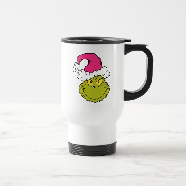 Caneca Térmica Grinch com Chapéu de Papai Noel Rosa (Direita)