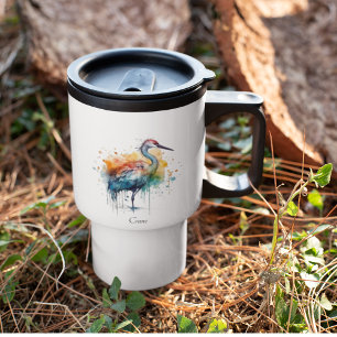 Caneca Térmica Grua Graciosa: Arte com Aquarela, personalizada