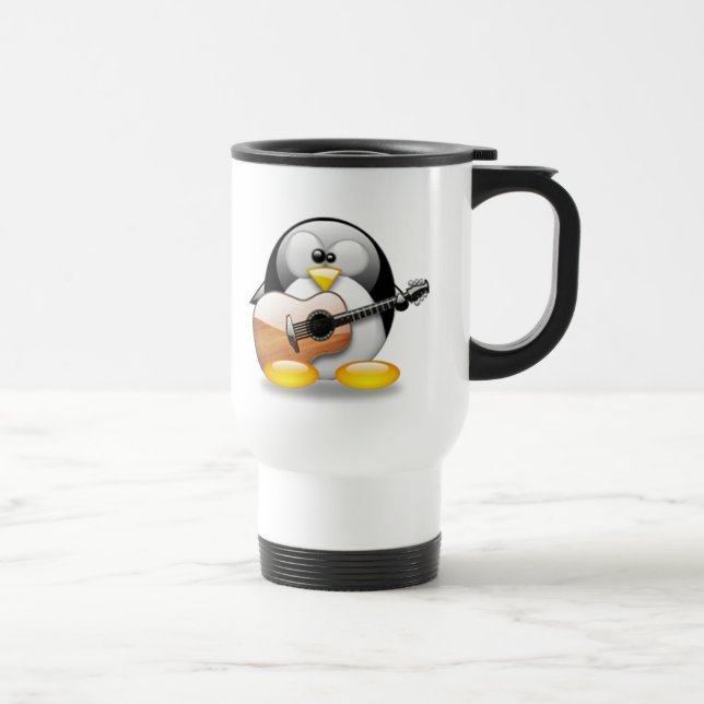 Caneca Térmica Guitarra acústica Tux (Linux Tux) (Direita)