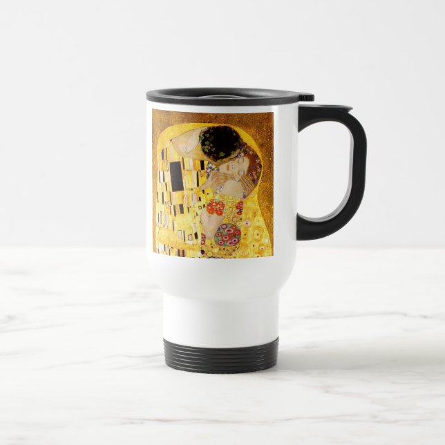 Caneca Térmica Gustav Klimt A Pintura Clássica Beija (Direita)