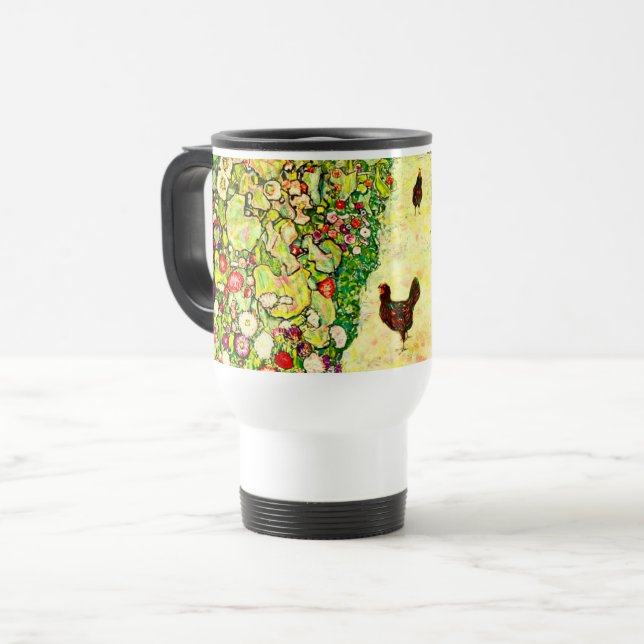 Caneca Térmica Gustav Klimt Garden com Galinhas (Frente Esquerda)