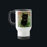 Caneca Térmica Gustav Klimt Kitten<br><div class="desc">Caneca de viagem com um gatinho Gustav Klimt! Este gatinho preto veste um colar prateado e se senta num campo de flores vermelhas,  azuis,  brancas e amarelas. Um presente maravilhoso para amantes de gatos e entusiastas de arte austríacos!</div>