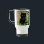 Caneca Térmica Gustav Klimt Kitten<br><div class="desc">Caneca de viagem com um gatinho Gustav Klimt! Este gatinho preto veste um colar prateado e se senta num campo de flores vermelhas,  azuis,  brancas e amarelas. Um presente maravilhoso para amantes de gatos e entusiastas de arte austríacos!</div>
