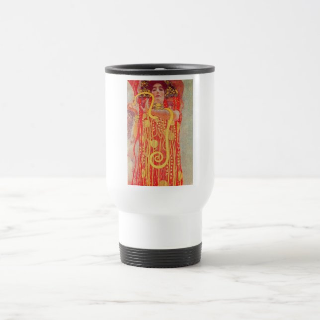 Caneca Térmica Gustav Klimt Red Woman Dourada pintura Cobra (Centro)