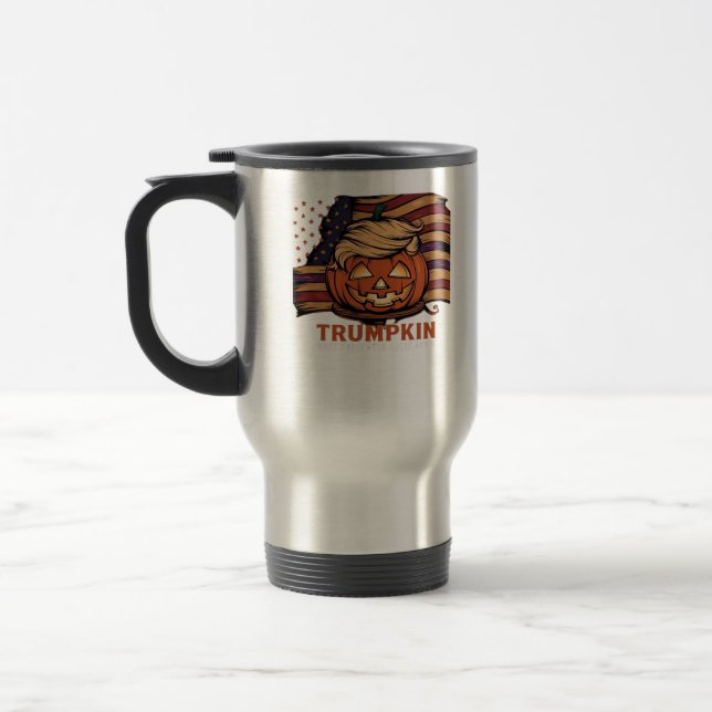Caneca Térmica Halloween, Pumpkin Trumpkin, Faça Excelente de Hal (Esquerda)