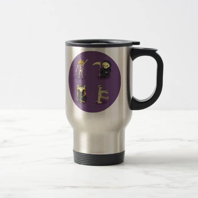 Caneca Térmica Halloween Skeleton Dracula Mummy Grim Reaper (Direita)