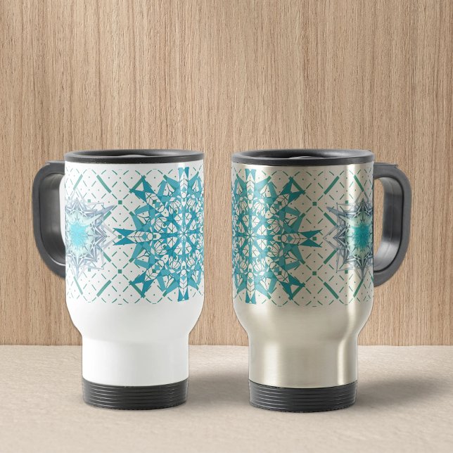 Caneca Térmica Hexa triângulos Yantra Petals (Criador carregado)