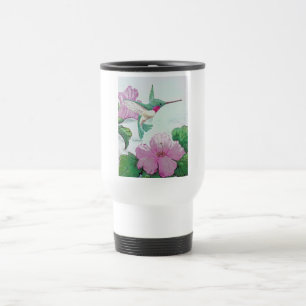 Caneca Térmica Hibiscus da flor do rosa selvagem do pássaro do