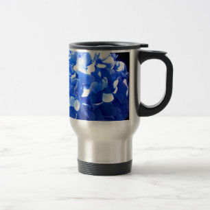 Caneca Térmica Hídrangas elegantes florais azuis ElegantCobalt