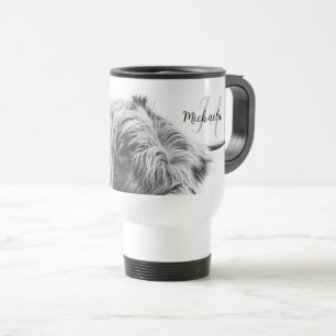 Caneca Térmica Highland cow portrait initial monogram black white