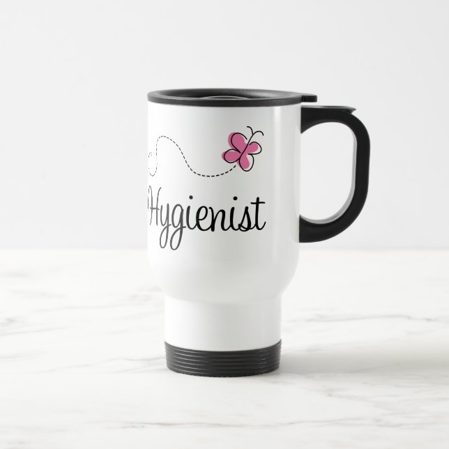 Caneca Térmica Higienista cor-de-rosa bonito da borboleta (Direita)