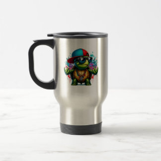 Caneca Térmica hip hop de tartaruga legal