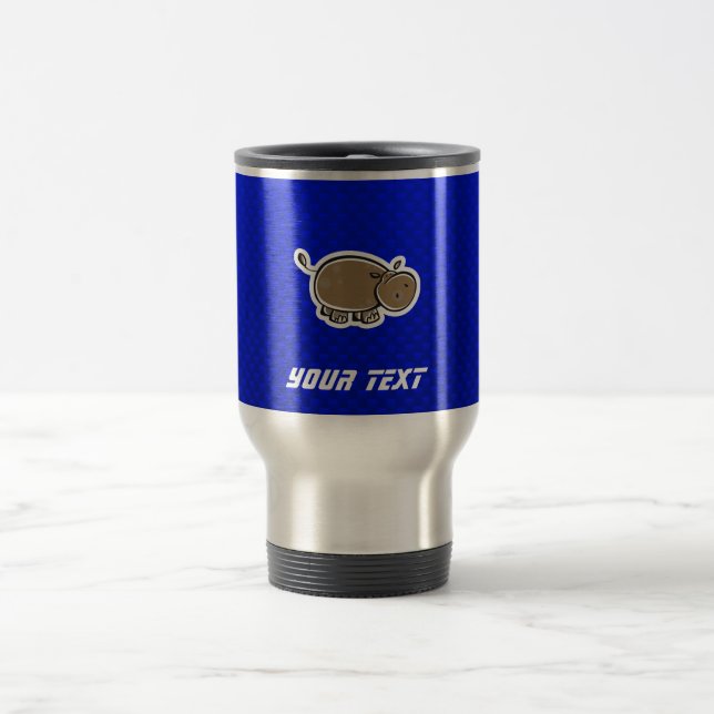 Caneca Térmica Hipopótamo bonito; Azul (Centro)
