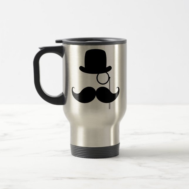 Caneca Térmica Homem engraçado preto do bigode do guiador (Esquerda)