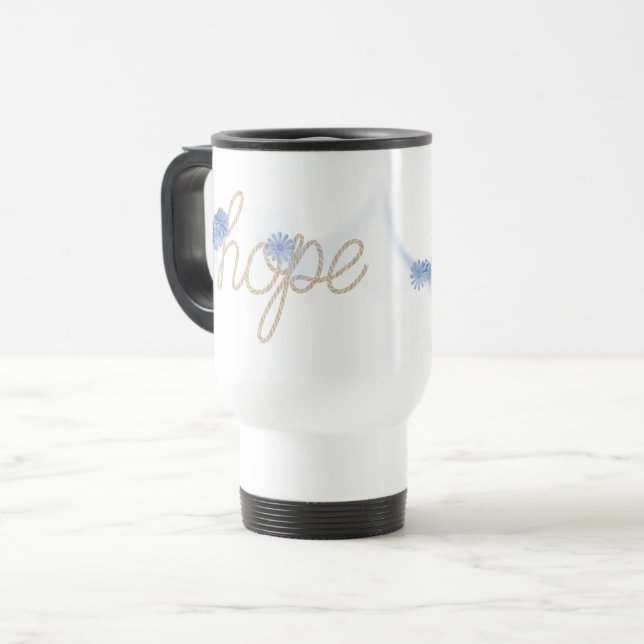 Caneca Térmica HOPE Rope Text With Blue Daisies (Frente Esquerda)