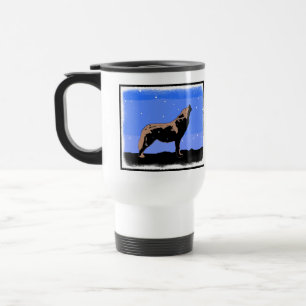 Caneca Térmica Howling Wolf no inverno - Arte original sobre a vi