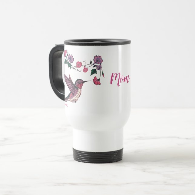 Caneca Térmica Hummingbird e Flores (Frente Esquerda)