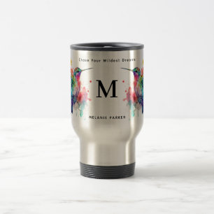 Caneca Térmica Hummingbird monograma com aquarela com nome