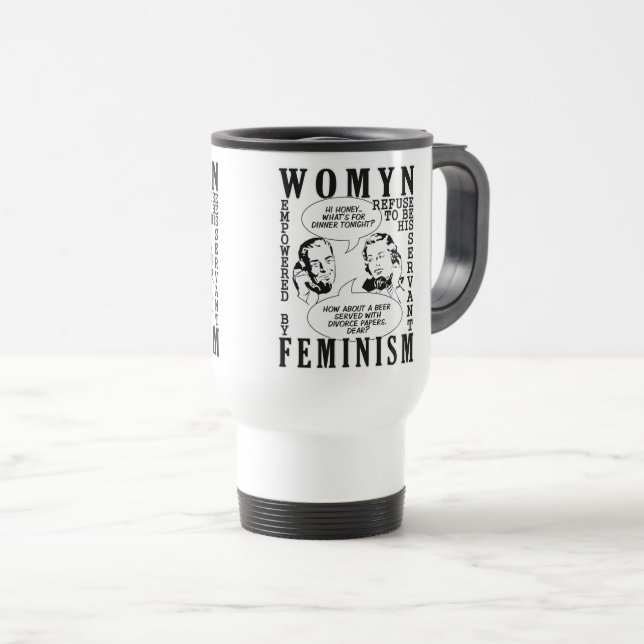 Caneca Térmica Humor Retro-Feminista (Frente Esquerda)