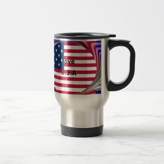 Caneca Térmica I Love U.S.A Swirl: Patriotic Heart Art Impressão (Direita)