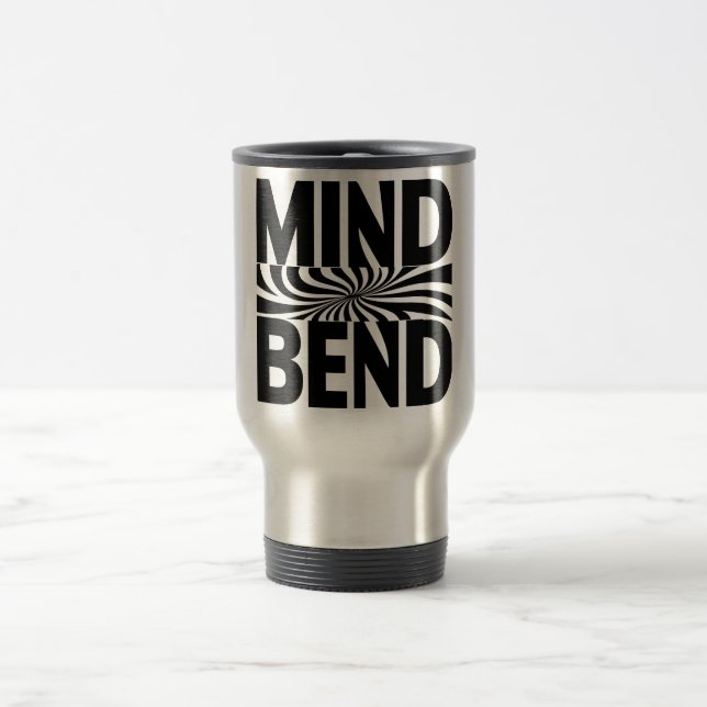 Caneca Térmica Ilusões ópticas de lente fina, preto e branco (Centro)