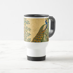 Caneca Térmica Ilustração Botânica de Pavão Art Nouveau