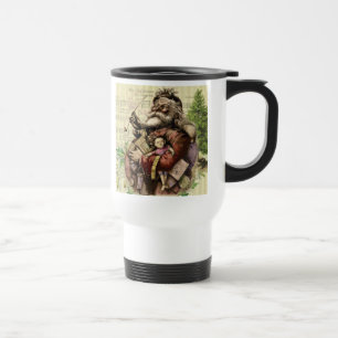Caneca Térmica Ilustração Clássica da Árvore Santa feliz