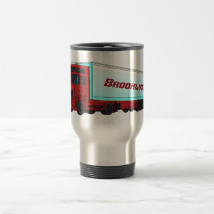Caneca Térmica Ilustração de caminhão reboque vermelho
