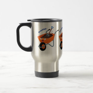 Caneca Térmica Ilustração de carrinho de mão laranja feliz e fofo