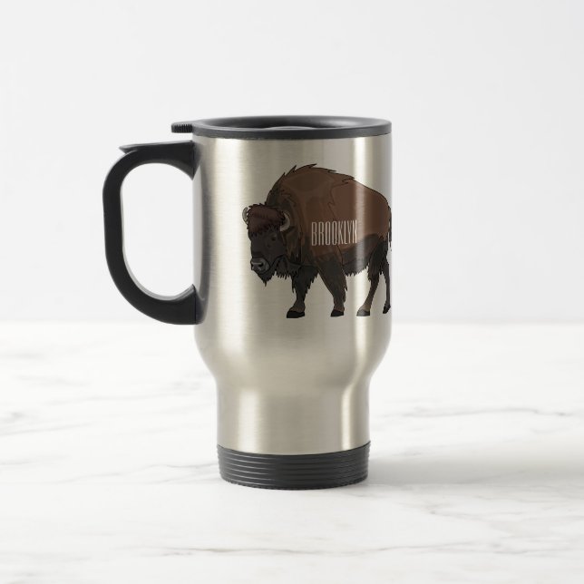 Caneca Térmica Ilustração de desenho animado Bison (Esquerda)