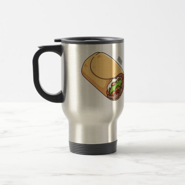 Caneca Térmica Ilustração de desenho animado burrito (Esquerda)