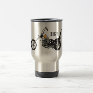 Caneca Térmica Ilustração de desenho animado Chopper Motorcycle 1