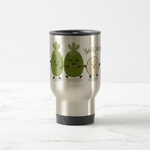 Caneca Térmica Ilustração de desenho animado com abacaxi guava fe