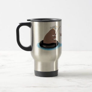Caneca Térmica Ilustração de desenho animado da pesca de filhot