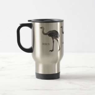 Caneca Térmica Ilustração de desenho animado de ave ema grande