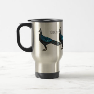 Caneca Térmica ilustração de desenho animado de ave faisão pavão 
