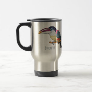 Caneca Térmica Ilustração de desenho animado de aves do caracari 
