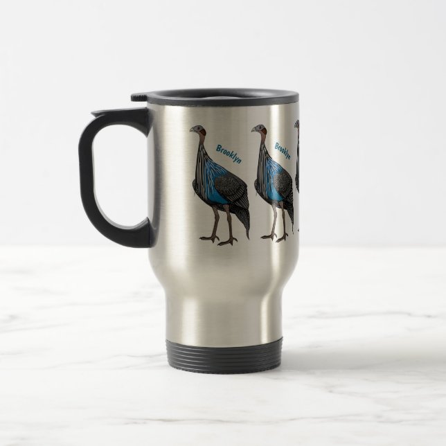 Caneca Térmica Ilustração de desenho animado de aves guineafowl v (Esquerda)