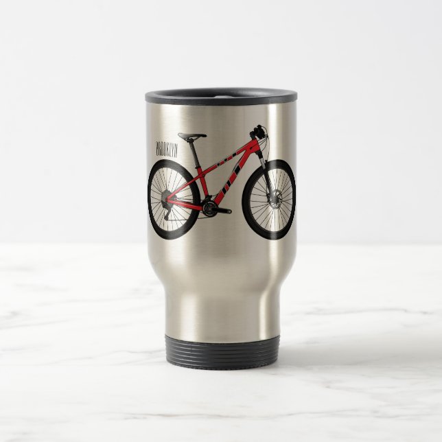 Caneca Térmica Ilustração de desenho animado de bicicleta (Centro)