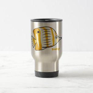 Caneca Térmica Ilustração de desenho animado de borboleta-branc