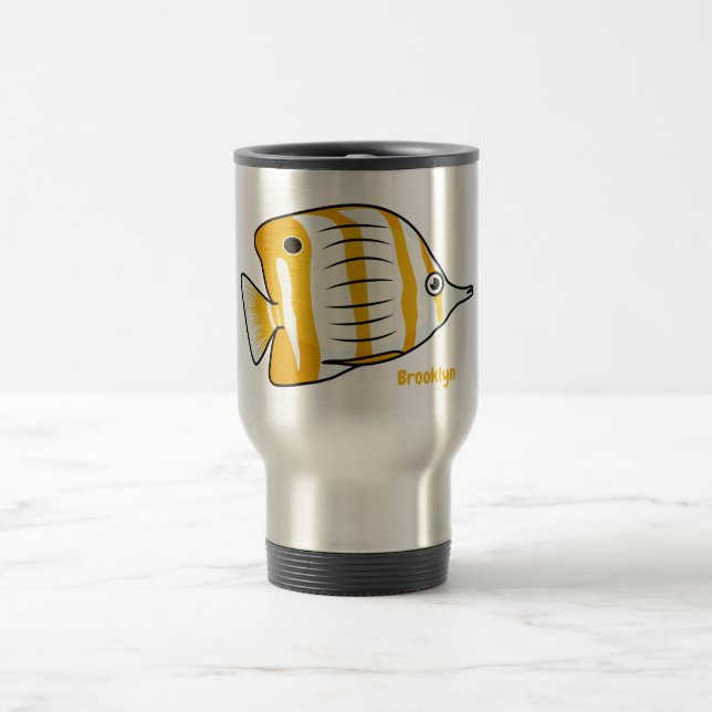 Caneca Térmica Ilustração de desenho animado de borboleta-branca (Centro)