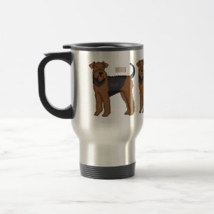 Caneca Térmica Ilustração de desenho animado de cão Airedale terr