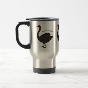 Caneca Térmica Ilustração de desenho animado de cisne preto