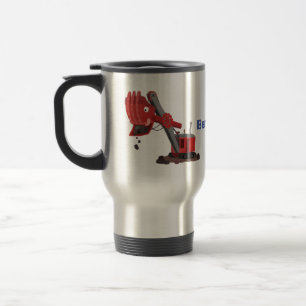 Caneca Térmica Ilustração de desenho animado de escavadeira a vap